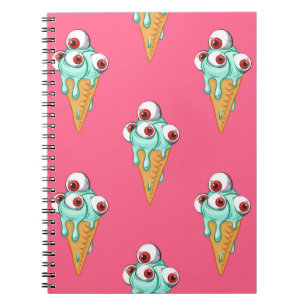 Carnet Crème glacée bleue aux yeux. Arrière - plan rose. 