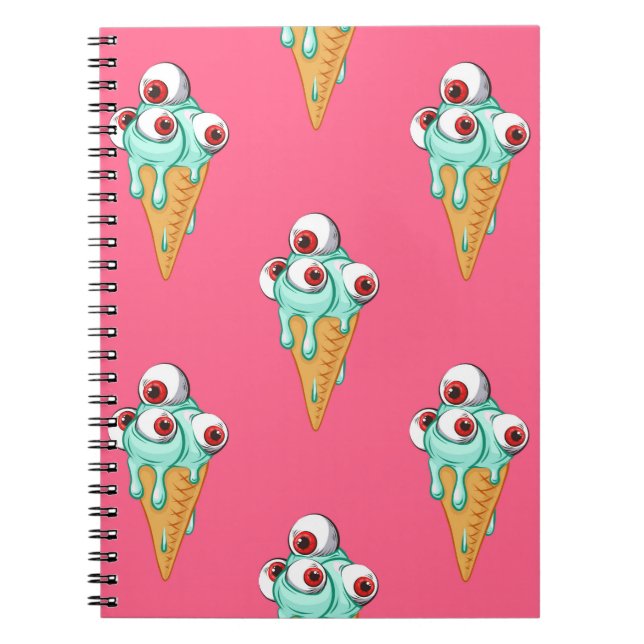 Carnet Crème glacée bleue aux yeux. Arrière - plan rose.  (Devant)