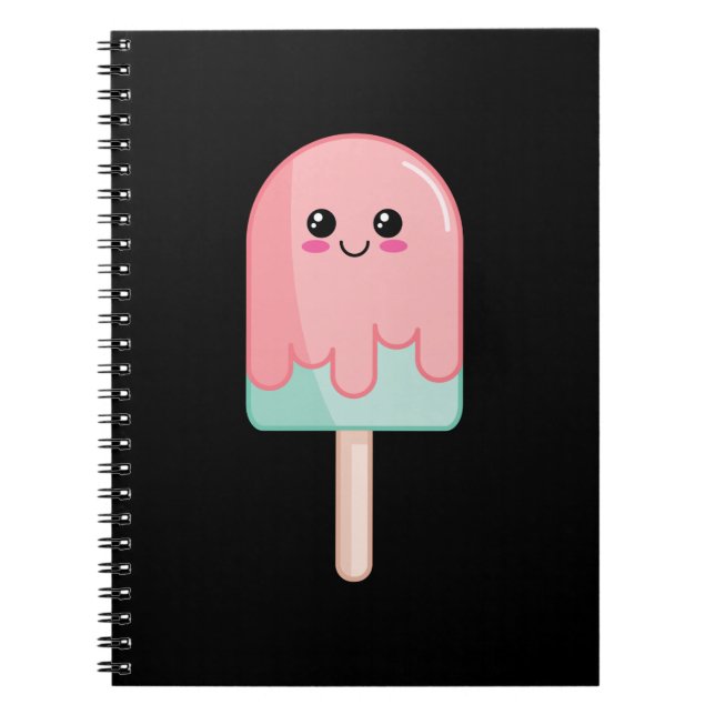 Carnet Crème glacée Face Kawaii Food Art (Devant)