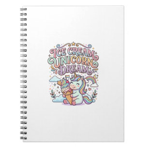 Carnet Crème Glacée Licorne Rêve de Licorne Typographie D