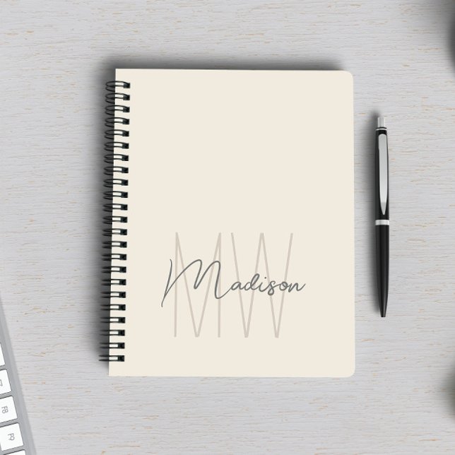Carnet Crème Monogramme minimaliste moderne (Créateur téléchargé)
