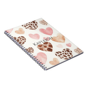 Carnet Crème rose Coeurs léopard Brown Anniversaire