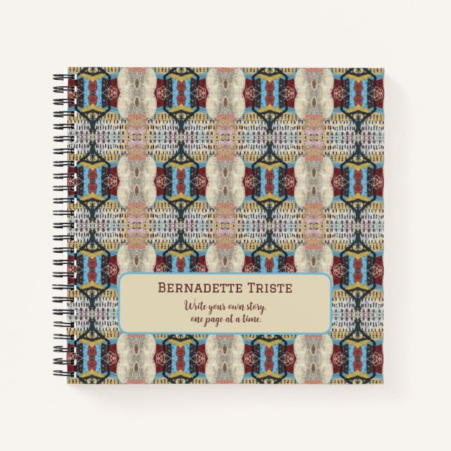Carnet Crème rouge bleu Motif géométrique sans couture (Devant)