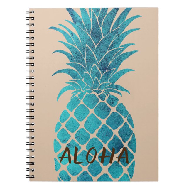 Carnet Crème Turquoise Bleu Tropical Ananas Aloha (Devant)