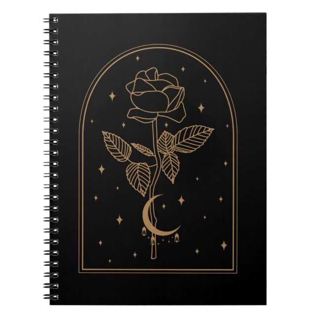 Carnet Crescent Moon Rose Occult Witchcraft Wicca (Devant)