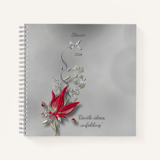 Carnet 	Crimson Butterfly Bloom spiral notebook 