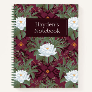 Carnet Crimson Lotus Elegance Motif - Le Lotus Blanc