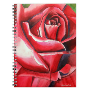 Carnet Crimson Rose rouge original aquarelle peinture