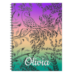 Carnet Crochet noir fée imaginaire oiseau main plante