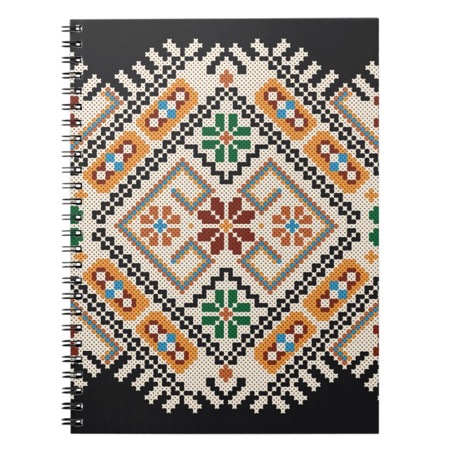 Carnet Crochet ukrainien : Motif artisanal ethnique. (Devant)