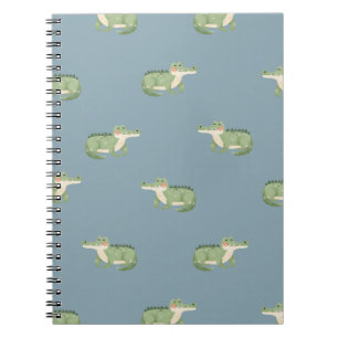 Carnet Crocodiles à l'aquarelle sur fond gris-bleu clair
