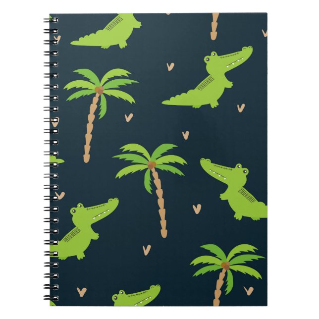Carnet Crocodiles de dessin : Alligator Palms Motif. (Devant)