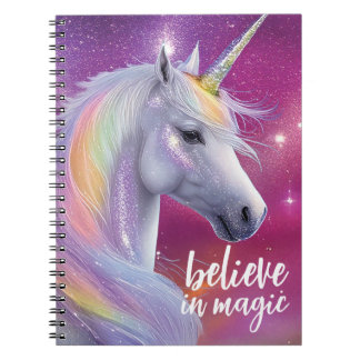 Carnet Croire en la Magie Arc-en-Ciel Paillettes Licorne