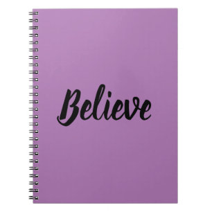 Carnet Croire la typographie en noir violet arrière - pla