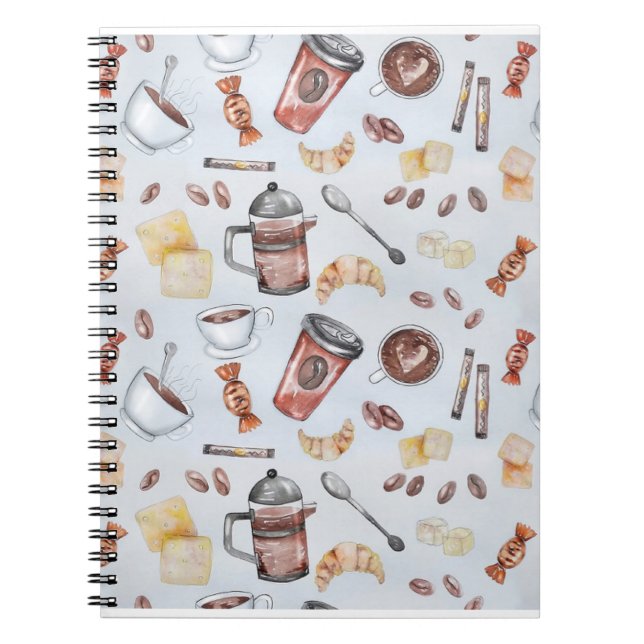 Carnet Croissant Café Petit Déjeuner Dessins Illustration (Devant)