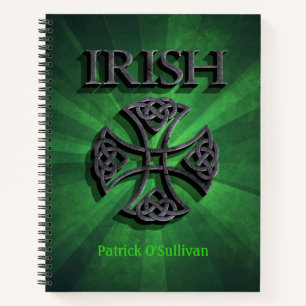 Carnet Croix celtique irlandaise personnalisée