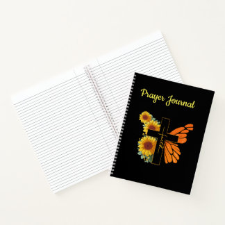 Carnet Croix de foi avec aile de papillon et tournesols