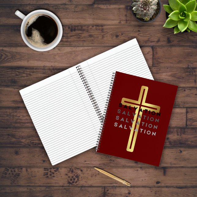 Carnet Croix d'or avec mots du salut (Créateur téléchargé)