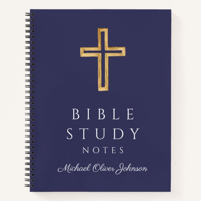 Carnet Croix religieuse bleue marine personnalisée (Devant)