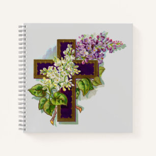 Carnet Croix Violette Et Fleurs