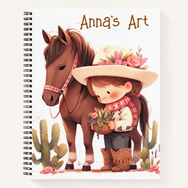 Carnet Croquis personnalisé de Cowgirl (Devant)