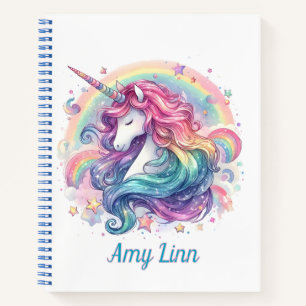 Carnet Croquis personnalisé Rainbow Unicorn