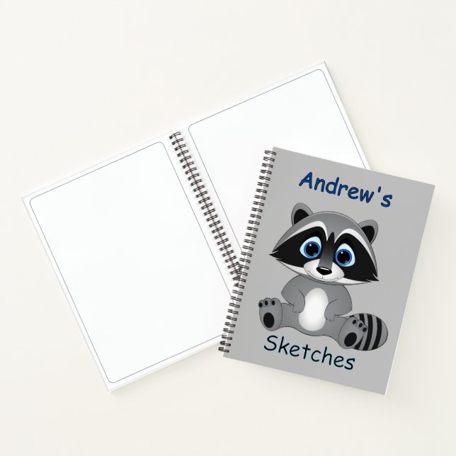 Carnet Croquis Raccoon Personnalisé Enfants (Intérieur)