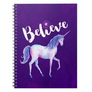 Carnet Croyez avec Unicorn dans les aquarelles pastel