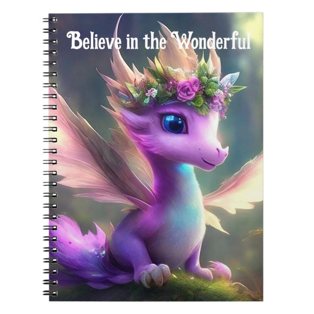 Carnet Croyez en le merveilleux dragon de fées violettes (Devant)