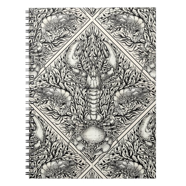 Carnet Crustacéen en noir et blanc naturel (Devant)