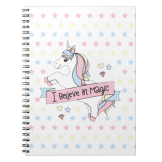 Carnet Cuaderno con dibujo de Unicornio y estrellas