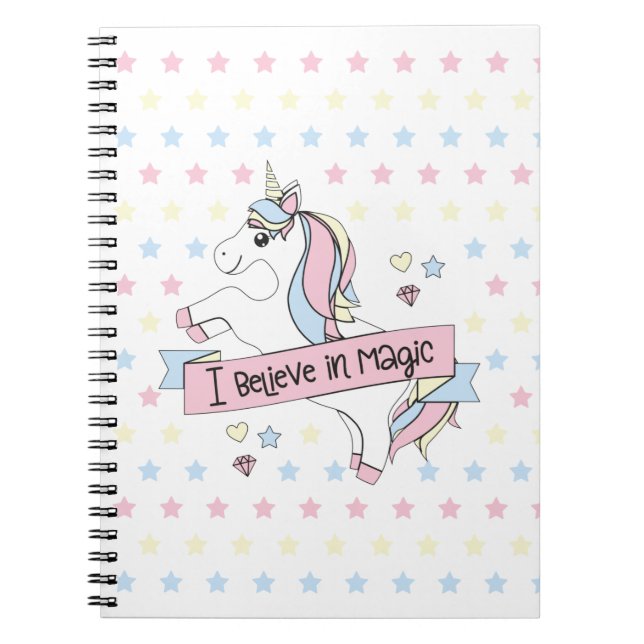 Carnet Cuaderno con dibujo de Unicornio y estrellas (Devant)