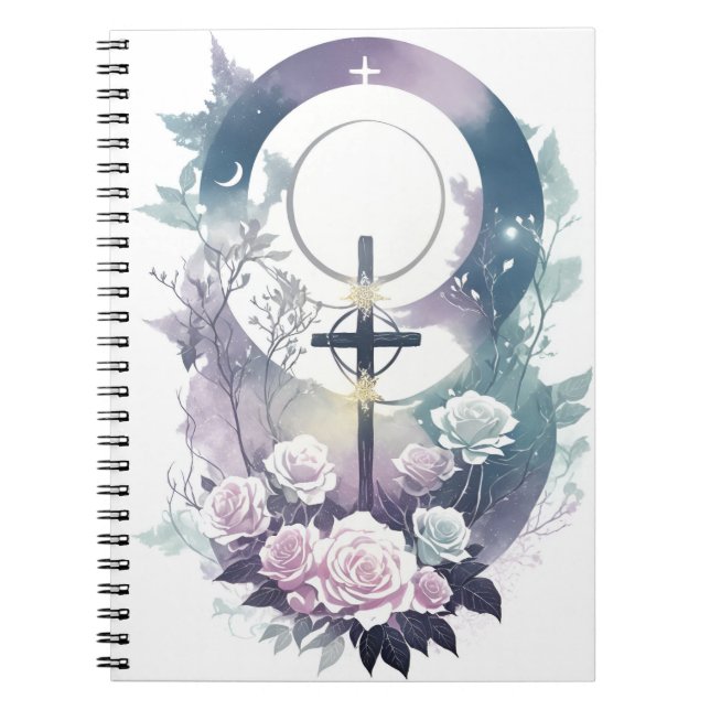 Carnet Cuaderno cross tattoo flower 34 (Devant)