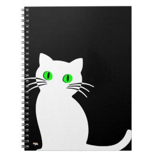 Carnet Cuaderno Glowing Eyes Black & White Cat