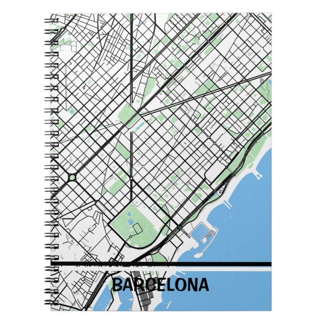 Carnet Cuaderno mapa minimalista Barcelona - color natura (Devant)
