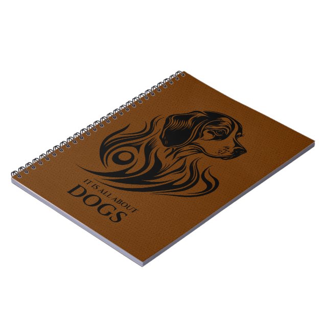 Carnet Cuir Brown Beagle ornemental Tête Illustration (Côté gauche)
