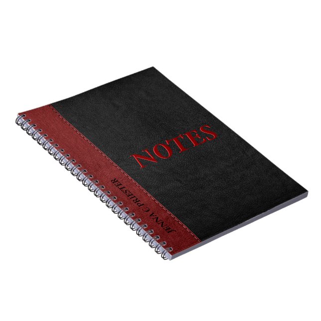 Carnet Cuir Faux Noir Et Rouge (Côté Droit)