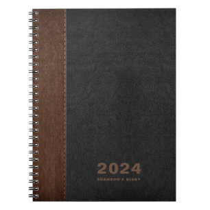 Carnet Cuir noir Brown Texte personnalisé