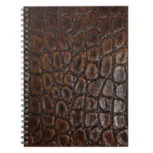Carnet cuir sauvage vintage d'alligator de brun de