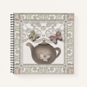 Carnet Cuisine en verre thé pot couleurs beige