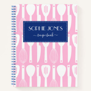 Carnet Cuisine rose Bleu Motif Ustensiles de cuisine