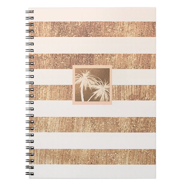 Carnet Cuivre et crème Palmiers tropicaux Moderne Chic (Devant)