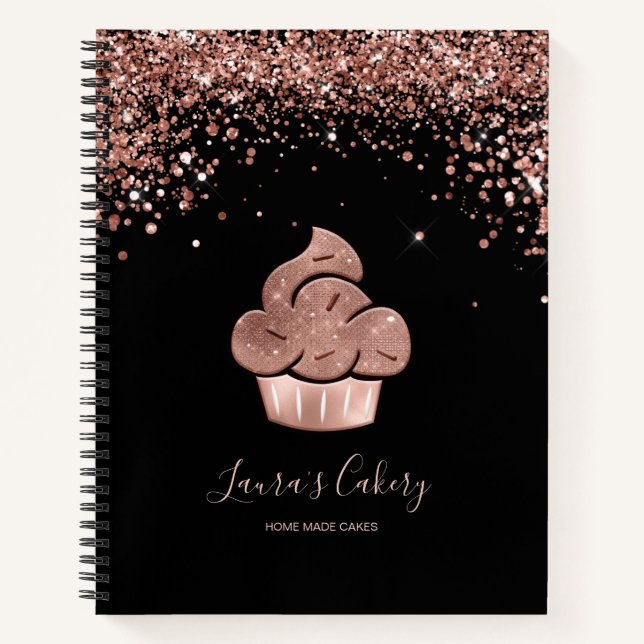 Carnet Cupcake Bakery Pastry Chef Glitter Drips Rose Gold (Devant)