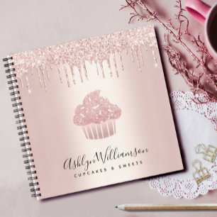 Carnet Cupcake Rose Gold Pâtisserie Parties scintillant D