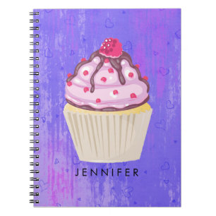 Carnet Cupcake sucré avec framboise sur le dessus
