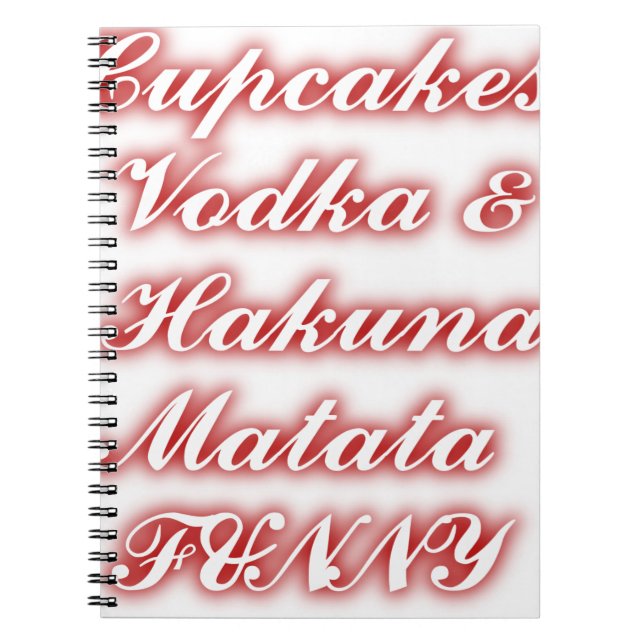Carnet Cupcakes Rouge Vodka Hakuna Matata FUNNY. (Devant)