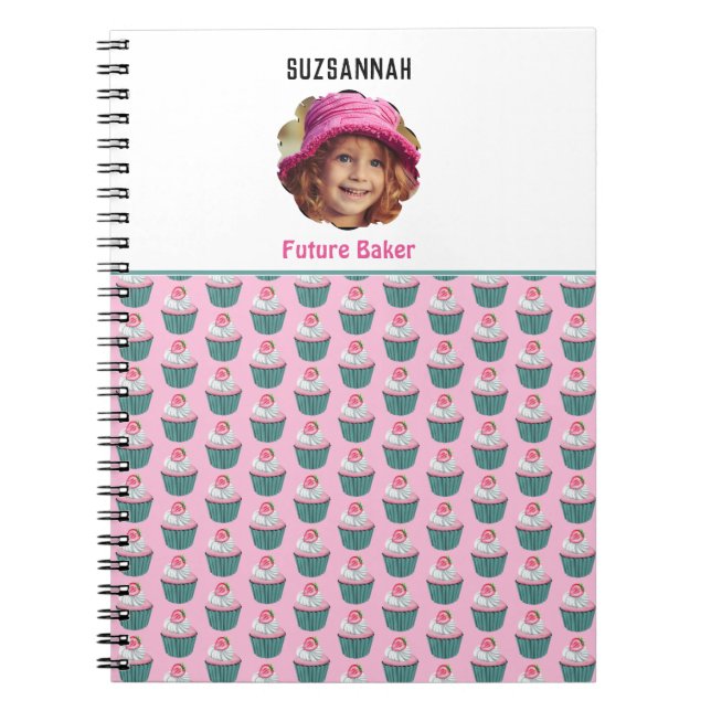 Carnet Cupcakes Scalloped Nom du Modèle photo personnalis (Devant)