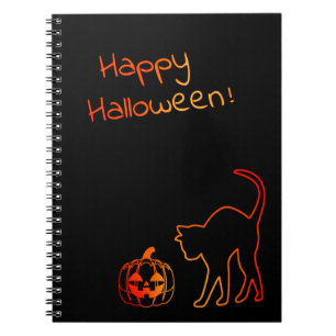 Carnet Curieux chat noir et Citrouille Motif Halloween