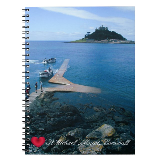 Carnet Custom Heart St Michaels Mont Cornwall avec Bateau (Devant)