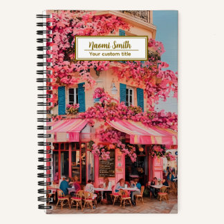 Carnet Custom Name/title Notebook – Pink Flower Café 